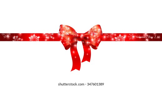 Valentine ribbon snow background