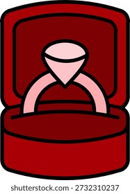 Caja de anillo de San Valentín Ilustración vectorial