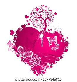 valentine romance vertical 14 February poster abstract art backgrounds colorful cute decoration doodle emotion fun graffiti greeting happy heart shape human love illustration magenta message ornate 
