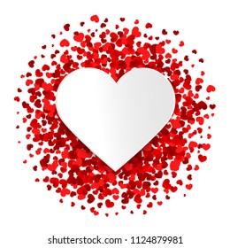Valentine romantic background template, red hearts, vector illustration