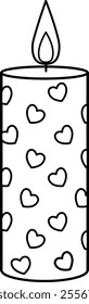 Valentine romantic candle outline vector.
valentine's day coloring drawing.
Transparent background.