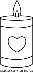 Valentine romantic candle outline vector.
valentine's day coloring drawing.
Transparent background.