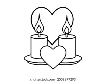 Valentine Romantic Heart Candles vector.