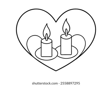 Valentine Romantic Heart Candles vector.