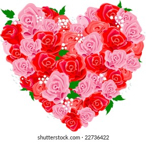 San Valentín forma de corazón de rosa. Ilustración del vector
