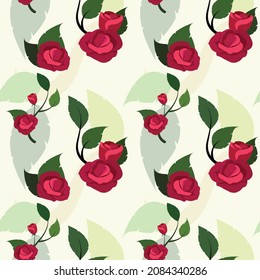 Valentine rose seamless pattern. Red rose pattern repeat for fabric pr decoration