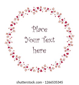 Valentine round floral frame. Vector illustration isolated on a white background.
