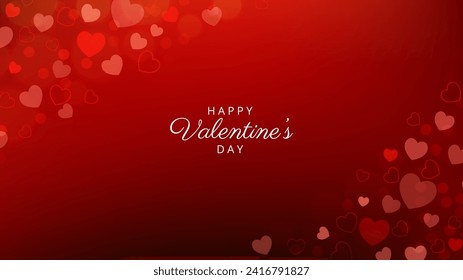 Valentine s day background with heart shaped bokeh. Horizontal pastel bokeh background. Valentines day card.