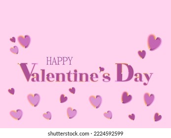 Valentine s Day banner. Greeting card for Valentine s Day with hearts on a pink background.