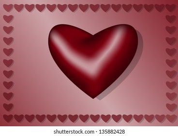 Valentine s Day card from one heart on a red background