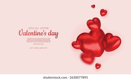 Valentine s day design. Realistic gifts boxes. Open gift box full of decorative festive object. Holiday banner, web poster, flyer, stylish brochure, greeting card, cover. Romantic background