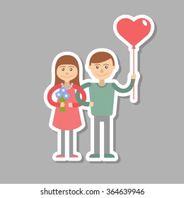 A Valentine s day gift. Young man and woman. Lovers.