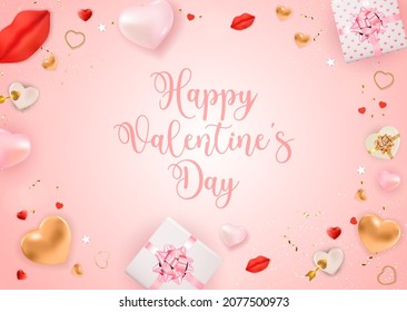 Valentine s Day Greeting Background Design. Template for advertising, web, social media and fashion ads. Horizontal poster, flyer, greeting card, header for website Vector Illustration eps10