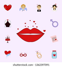 Valentine s day, lips, love, heart icon. Love icons universal set for web and mobile
