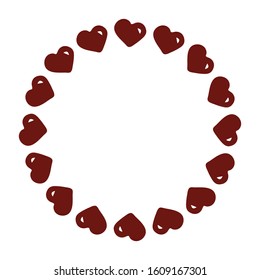 valentine s day oval frame made of beautiful hearts. Soft pink colors. Best background for invitation, letters or design. Vector illustration.  Isolated on white background. Copy space