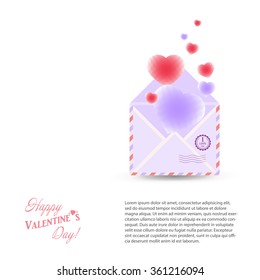 valentine s day postcard with old retro vector envelope