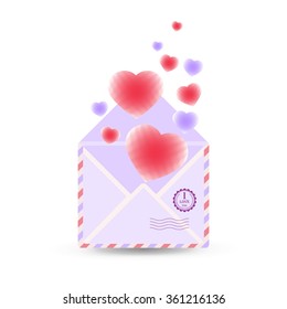 valentine s day postcard with old retro vector envelope