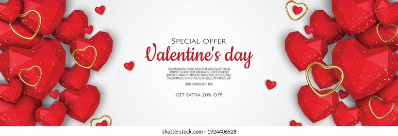 Valentine s day sale background with heart. Universal vector background for poster, banners, flyers, card.