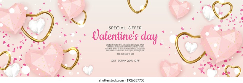 Valentine s day sale background with heart. Universal vector background for poster, banners, flyers, card.