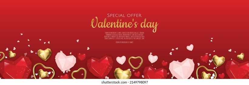 Valentine s day sale background with heart. Universal vector background for poster, banners, flyers, card.