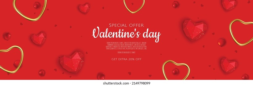 Valentine s day sale background with heart. Universal vector background for poster, banners, flyers, card.