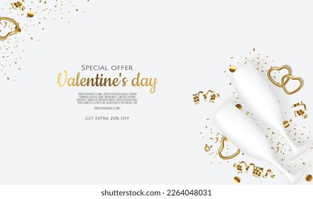 Valentine s Day Sale Poster or banner with hearts. Promotion and shopping template or background for Love and Valentine s day concept