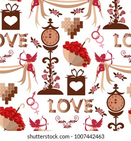 Valentine s day seamless pattern red hearts. Background design love valentine day heart vector illustration red wallpaper abstract card decoration romantic holiday wedding art paper pink.
