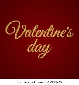 Valentine s Day text. Vector illustration of Valentine Greeting Card. Golden typography.