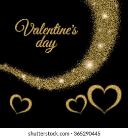 Valentine s Day text. Vector illustration of Valentine Greeting Card. Golden typography.