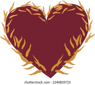 Valentine 's heart . Vector stock illustration. Gothic. Tarot. Isolated on a white background. Golden leaves.