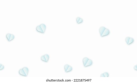 Valentine s paper confetti blue hearts flying in the isolated white background. Blue sign symbols of love border for Happy Mother s Day or romantic banner greeting card design.