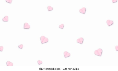 Valentine s paper confetti pink or purple hearts flying in the isolated white background. Pink or purple sign symbols of love border for Happy Mother s Day or romantic banner greeting card design.