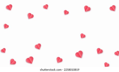Valentine s paper confetti red hearts flying in the isolated transparent background. Red sign symbols of love border for Happy Mother s Day or romantic banner greeting card design.