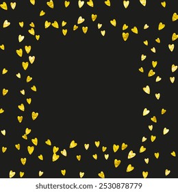 Valentine Sale Background. Handdrawn Poster For Discount. Special Frame. Golden Art Decoration. Holiday Border For Woman. Yellow Graphic Banner. Gold Valentine Sale Background.