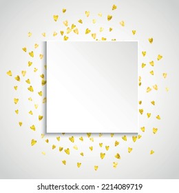 Valentine Sale Card. Beautiful Sparkle For Celebration. Graphic Frame. Gold Retro Painting. Luxury Voucher For Anniversary. Golden Random Poster. Yellow Valentine Sale Card.