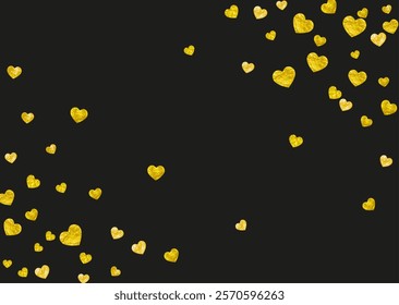 Valentine Sale Confetti. Handdrawn Poster For Party. Graphic Frame. Gold Retro Backdrop. Vintage Voucher For Engagement. Golden Modern Concept. Yellow Valentine Sale Confetti.