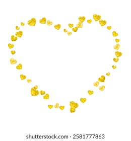 Valentine Sale Confetti. Ornament Sparkle For Party. Holiday Frame. Gold Retro Painting. Grunge Design For Engagement. Yellow Wedding Poster. Golden Valentine Sale Confetti.