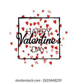 Valentine Sale Confetti. Romantic Voucher For Celebration. Romance Frame. Pink Happy Backdrop. February Painting For Anniversary. Rose Grunge Sparkle. Red Valentine Sale Confetti.
