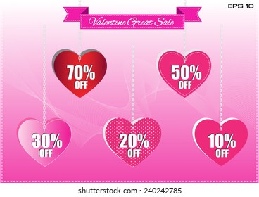 Valentine Sale Design Template illustration, for website content, poster, invitation card and brochure. easy to modify