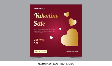 Valentine sale poster, Valentine social media post and flyer