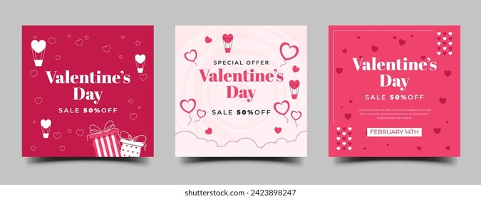 Valentine sale social media post promotional banner template