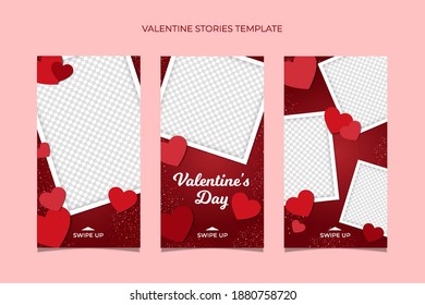 Valentine sale Stories frame templates collection. Mockup for social media banner.