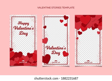 Valentine sale Stories frame templates collection. Mockup for social media banner.