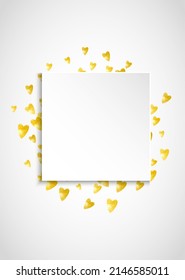 Valentine Sale Template. Romantic Design For Present. Luxury Frame. Golden Happy Painting. Graphic Voucher For Party. Yellow Special Border. Gold Valentine Sale Template.