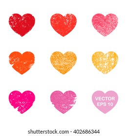 Valentine scratchy hearts. Vector.