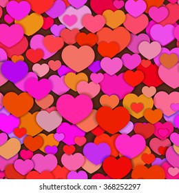 valentine seamless fun hearts pattern different color, vector
