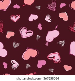 Valentine seamless hearts pattern 3. Dark background