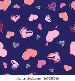Valentine seamless hearts pattern 4. Blue background