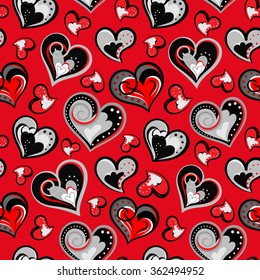 valentine seamless hearts pattern. Hand drawn. Seamless doodle hearts pattern. Hand drawn. Vector  illustration.