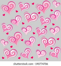 Valentine seamless hearts pattern. Vector Illustration 